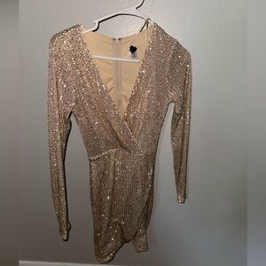 Gold sequin fitted dress